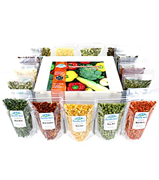 Harmony House Dehydrated Vegetable Sampler – 15 Count Variety Pack, Resealable Zip Pouches, For Cooking, Camping, Emergency Supply and More