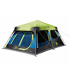 Coleman Camping Tent | Dark Room Cabin Tent with Instant Setup, Green/Black/Teal, 10 Person