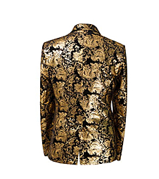 Men's luxury Casual Dress Suit Slim Fit Stylish Blazer Golden Large
