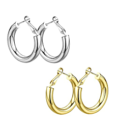 wowshow Chunky Thick Gold Tube Hoops Earrings for Women Girls
