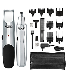 Wahl Groomsman Rechargeable Beard Trimming kit for Mustaches, Nose Hair, and Light Detailing and Grooming with Bonus Wet/Dry Electric Nose Trimmer – Model 5622