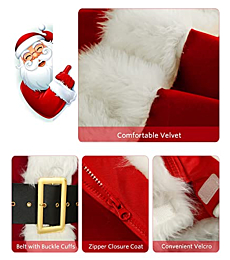VeMee Santa Claus Costumes Christmas Santa Suit Adult Men Santa Costume for Men Santa Outfit for Holiday Party(Large,Burgundy)
