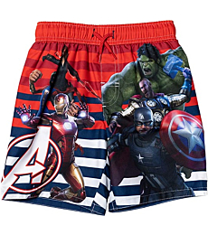Marvel Avengers Captain America Iron Man Hulk Thor Little Boys Swim Trunks Red/Blue 5-6