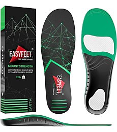 {New 2022} 220+ lbs Plantar Fasciitis Strong Arch Support Insoles Inserts Men Women - Flat Feet - Orthotic Insoles High Arch for Arch Pain - Work Boot Shoe Insole - Heavy Duty Support Pain Relief