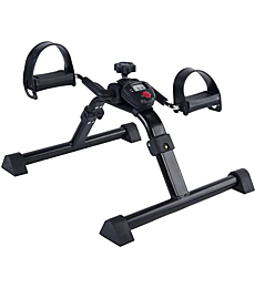 Vaunn Medical Under Desk Bike Pedal Exerciser with Electronic Display for Legs and Arms Workout (Fully Assembled Folding Exercise Pedaler, no Tools Required)