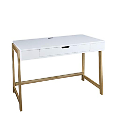 Casual Home Neorustic Smart Desk with USB Ports, Solid American Maple Legs