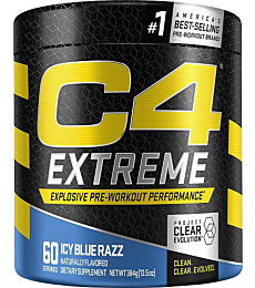 C4 Extreme Pre Workout Powder Icy Blue Razz | Preworkout Energy Supplement for Men & Women | 200mg Caffeine + Beta Alanine + Creatine | 60 Servings