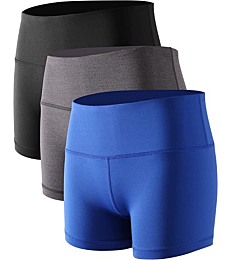 CADMUS Women's Stretch Fitness Running Shorts with Pocket,3 Pack,05,Black,Grey,Blue,X-Large