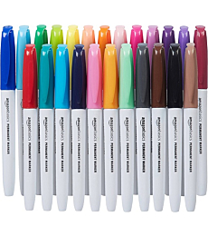 Amazon Basics Fine Point Tip Permanent Markers - Assorted Colors, 24-Pack