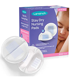 Lansinoh Stay Dry Disposable Nursing Pads for Breastfeeding, 200 Count (Pack of 1)