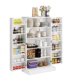 Function Home 41" Kitchen Storage Cabinet, Pantry Cabinet with Doors and Adjustable Shelves for Kitchen, Living Room and Dinning Room in White