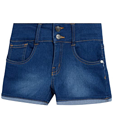 dollhouse Girls' Shorts – High Waisted Two Button Soft Stretch Denim Jeans Shorts (Size: 7-16), Size 10, Medium
