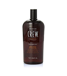 Men's Hair Gel by American Crew, Firm Hold, Non-Flaking Styling Gel, 33.8 Fl Oz