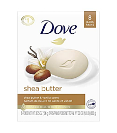 Dove Beauty Bar Gentle Skin Cleanser Moisturizing for Gentle Soft Skin Care Shea Butter More Moisturizing Than Bar Soap 3.75 oz 8 Bars
