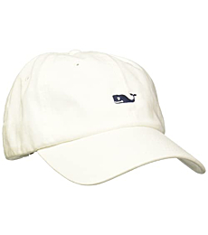 vineyard vines Men's Classic Whale Logo Baseball Hat, White Cap, ONE Size