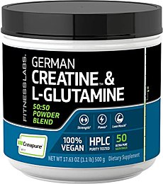 Fitness Labs Creatine and L-Glutamine, 500 Grams | Contains Only Pure Creapure Creatine Monohydrate & USA-Made Fermented Glutamine