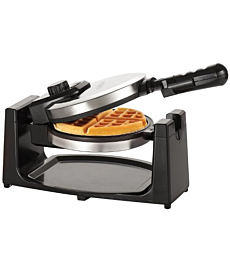 BELLA Classic Rotating Non-Stick Belgian Waffle Maker, Perfect 1" Thick Waffles, PFOA Free Non Stick Coating & Removeable Drip Tray for Easy Clean Up, Browning Control, Stainless Steel