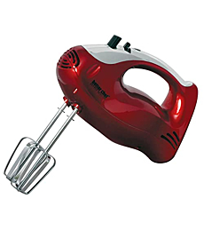 Better Chef Electric Hand Mixer | Chrome Accent | Chrome Beater & Hooks | Thumb Switch & Boost | 100-watt (Red & Chrome)
