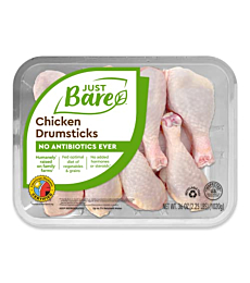 Just Bare Natural Fresh Chicken Drumsticks | Family Pack | No Antibiotics Ever | Bone-In | 2.25 LB