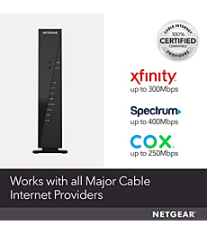 NETGEAR Cable Modem WiFi Router Combo C6300 | Compatible with Cable Providers Including Xfinity by Comcast, Spectrum, Cox for Cable Plans Up to 400Mbps | AC1750 WiFi Speed | DOCSIS 3.0