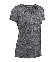 Under Armour Women's Tech V-Neck Twist Short-Sleeve T-Shirt , Black (001)/Metallic Silver, Medium