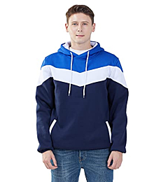 Mooncolour Mens Novelty Color Block Hoodies Cozy Sport Autumn Outwear, Dark Blue, US Large