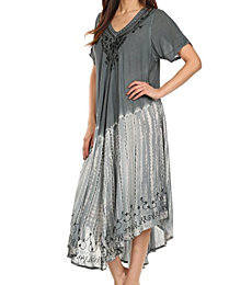 Sakkas 20SE Viveka Embroidered Caftan Dress - Grey - One Size
