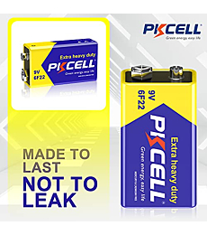 PKCELL 9 Volt Batteries- 9V Battery 2 Pack for Smoke Detectors and Carbon Zinc Monoxide Detector (2 Counts)