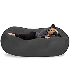 Sofa Sack - Plush Bean Bag Sofas with Super Soft Microsuede Cover - XL Memory Foam Stuffed Lounger Chairs for Kids, Adults, Couples - Jumbo Bean Bag Chair Furniture - Charcoal 7.5'