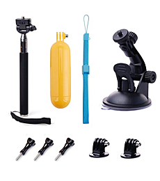 TEKCAM Action Camera Accessories Kits Bundle Compatible with Gopro Hero 9 8 7/AKASO EK7000/Brave 4/7 LE/ V50X/Dragon Touch 4k Waterproof Camera Car Suction Cup Mount Floating Handle Grip Selfie Stick
