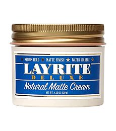 Layrite Natural Matte Cream, Basic, White, Mild Cream Soda, 4.25 Oz
