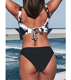 CUPSHE Women's Bikini Swimsuit Front Cross Lace Up Two Piece Bathing Suit