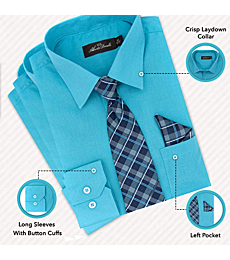Alberto Danelli's Boys Long Sleeve Dress Shirt with Matching Tie and Handkerchief, 4, Tropicana
