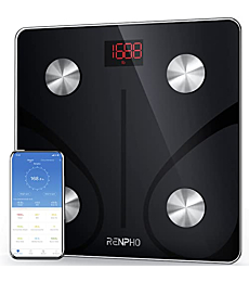 RENPHO Smart Scale for Body Weight, Digital Bathroom Scale BMI Weighing Bluetooth Body Fat Scale, Body Composition Monitor Health Analyzer with Smartphone App, 400 lbs - Black Elis 1