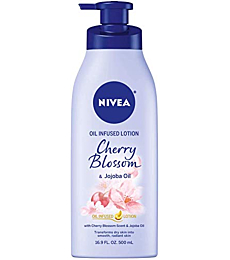 NIVEA Oil Infused Body Lotion, Cherry Blossom Lotion with Jojoba Oil, Moisturizing Body Lotion for Dry Skin, 16.9 Fl Oz Pump Bottle