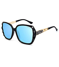 LECKIRUT Oversized Sunglasses for Women Polarized UV Protection Classic Fashion Ladies Shades Purple & Coffee Lens