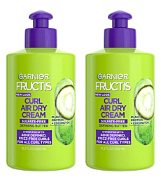 Garnier Fructis Curl Nourish Air Dry Cream, Sulfate Free Defining Butter Leave-in Conditioner, 10.2 Fl Oz, 2 Count (Packaging May Vary)