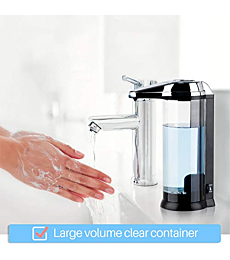 Secura 17oz Automatic Liquid Soap Dispenser, Touchless Battery Operated Hand Soap Dispenser with Adjustable Soap Dispensing Volume Control Dial, Perfect for Commercial or Household Use (Chrome)