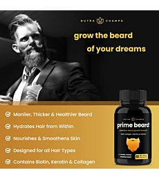 Beard Growth Vitamins Supplement for Men - Grow Thicker & Longer Facial Hair with Biotin, Collagen, Saw Palmetto - Small Pills For All Hair Types