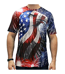 American Flag 4th of July T-Shirt (Large, Eagle-Head)