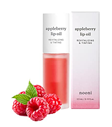 NOONI Korean Lip Oil - Appleberry | Lip Stain, Mother's Day, Gift, Moisturizing, Revitalizing, and Tinting for Dry Lips with Raspberry Fruit Extract, 0.12 Fl Oz