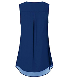Timeson Womens Sleeveless Blouse for Office,Summer Tunics Tops for Leggings Casual Work Fashion Royal Blue Flowy Shirts Silky Tank Tops Elegant Summer Ladies Fashion Camisole Tops for Date Wear Small