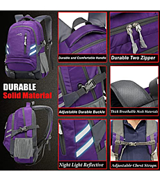 Backpack Bookbag for School College Laptop Travel Student ,Fit Laptop Up to 15.6 inch Multi Compartment with USB Charging Port Anti theft, Gift for Men Women (Purple)