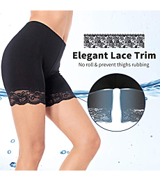 MANCYFIT Slip Shorts for Women Short Leggings Mid Thigh Legging Plus Size Lace Undershorts Black Small