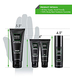 Tiege Hanley ACNE Systems | Uncomplicated Skin Care for Men | Dermatologist Approved | Face Wash, Moisturizer with SPF20, Exfoliating Scrub & 1.6% Salicylic Acid Cream | Korean PeptideTechnology