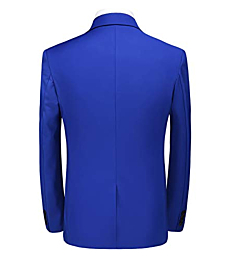 MOGU Men Slim Fit 2 Piece Suit for Prom (Suit Jacket + Pants) US Size Blazer 34/Pants 31 RoyalBlue
