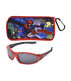 Marvel Spiderman Kids Sunglasses with Kids Glasses Case, Protective Toddler Sunglasses, Spiderman2, Medium