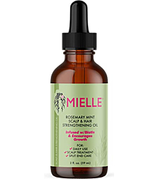 Mielle Organics Rosemary Mint Scalp & Hair Strengthening Oil, Infused w/Biotin, Mint, and Essential Oils, Helps support Growth and Length Retention, Invigorates and Nourishes Follicles, 2 Ounces