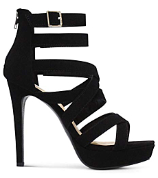 Indianapolis Women's Open Toe High Platform High Heeled Shoes Stiletto Dress Sandals - (Black NBPU)- 5.5