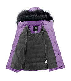 ZSHOW Girls' Winter Jacket Puffer Quilted Hooded Coat with Detachable Fur(Light Purple,14/16)